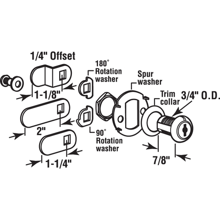 Prime-Line Drawer and Cabinet Lock, 7/8 in., Diecast, Stainless Steel, 9/16 in U 9943KA